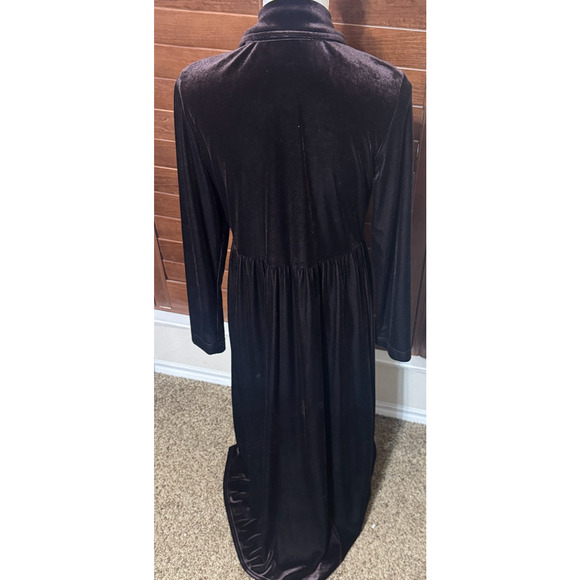 VTG 90s Y2K Maxi Dress Size 10 Brown Velvet Grunge Whimsigoth Button front long - Picture 5 of 8